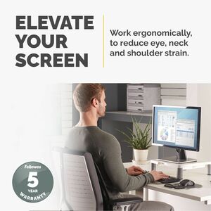 Fellowes Standard Monitor Riser - Up to 21" Screen Support - 60 lb Load Capacity - CRT, LCD Display Type Supported - 4" He