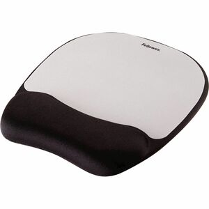 Fellowes® Memory Foam Mouse Pad Wrist Rest - Black/Silver (9175801) - Silver Streak - 1" x 7.94" x 9.25" Dimension - Silve