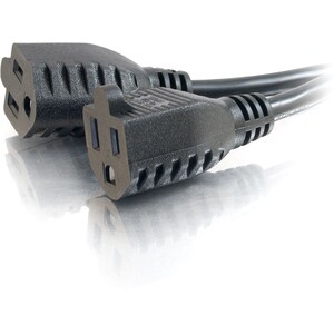 C2G 18in 1-to-2 Power Cord Splitter - 16 AWG - NEMA 5-15P to NEMA 5-15R - 14"