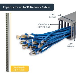 StarTech.com 3x3in Open Slot Wiring Cable Raceway Duct, Server Rack Cable Management, PVC Cable Cover, Cord Hider / Organi