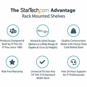 StarTech.com StarTech.com Black Standard Universal Server Rack Cabinet Shelf - Add a sturdy, fixed shelf into almost any s