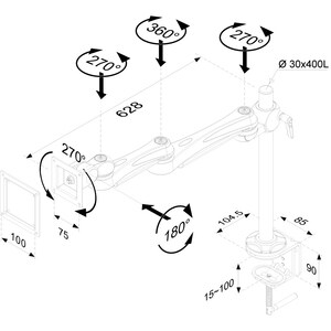 Neomounts Neomounts Pro FPMA-D930 Mounting Arm for Flat Panel Display - Silver - 10 kg Load Capacity