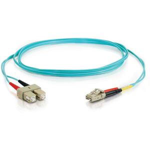 C2G-3m LC-SC 10Gb 50/125 OM3 Duplex Multimode Fiber Optic Cable (Plenum-Rated) - Aqua - Fiber Optic for Network Device - L