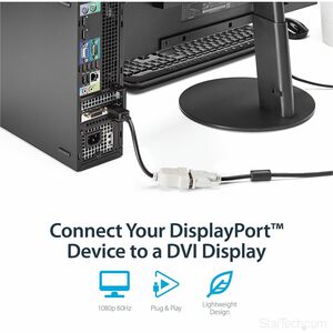 StarTech.com DisplayPort to DVI Adapter, DisplayPort to DVI-D Adapter/Video Converter 1080p, DP 1.2 to DVI Monitor, Latchi