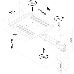 Neomounts Neomounts Pro NOTEBOOK-D100 Desk Mount for Notebook - Silver - Height Adjustable - 15 kg Load Capacity