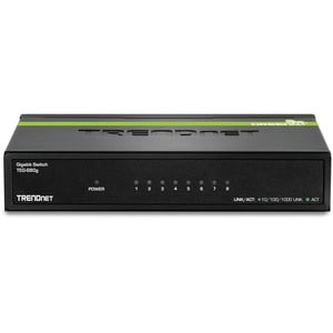 TRENDnet 8-Port Unmanaged Gigabit GREENnet Desktop Metal Switch, Fanless, 16Gbps Switching Capacity, Plug & Play, Network 