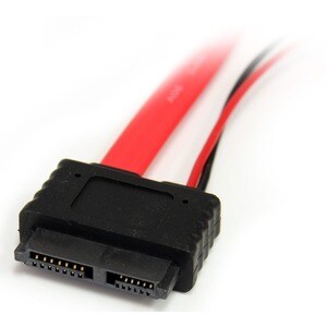 StarTech.com 20in Slimline SATA to SATA with LP4 Power Cable Adapter - For Optical Drive - LP4 / SATA, SATA - Red - 1 Each