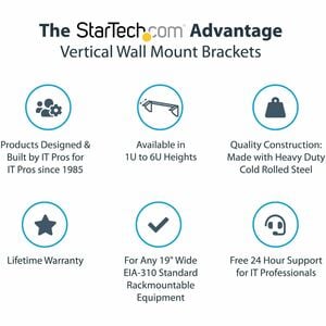 StarTech.com 4U 19in Steel Vertical Wallmount Equipment Rack Bracket - Mount server, network or telecommunications devices
