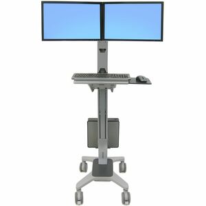 Ergotron Neo-Flex Computer Trolley - 20.87 kg Load Capacity - 4 Casters - Aluminium - Grey - 55.9 cm (22") Screen Supported
