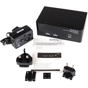 StarTech.com 2 Port DVI VGA Dual Monitor KVM Switch USB with Audio & USB 2.0 Hub - Share a keyboard and mouse as well as 1