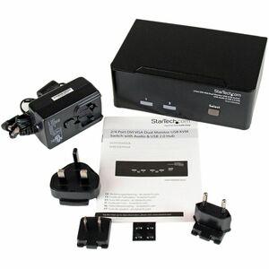 StarTech.com 2 Port KVM Switch DVI and VGA w/ Audio and USB 2.0 Hub Dual Monitor / Display / Screen KVM Switch DVI VGA (SV