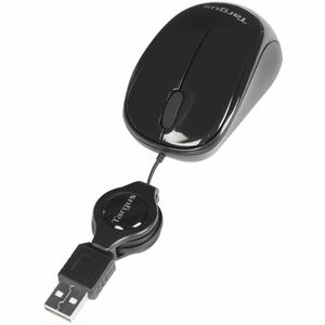 Targus AMU75EU Travel Mouse - USB - Optical/BlueTrace - Black - Cable - 1000 dpi - Scroll Wheel - Symmetrical