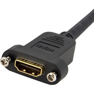 StarTech.com 3ft HDMI Female to Male Adapter, 4K High Speed Panel Mount HDMI Cable, HDMI Female to Male, HDMI Panel Mount 