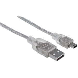 Manhattan Cable USB V2.0 A-Mini B 1.8M Plata - Cable for Concentrador USB, Portátil, Computadora de escritorio, Computador