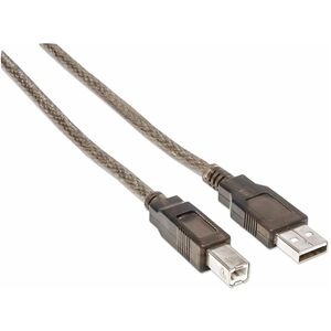 Manhattan Cable USB V2.0 A-B 11.0M ACTIVO - Cable for Impresora - 480Mbit/s - Cable de extensión - Plata, Translúcido