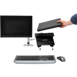 Ergotron LX Dual Stacking Arm - Kit de montaje (montaje con pinza de sujeción para escritorio, soporte con arandela, barra, 2 brazos articulados, 2 abrazaderas de extensión, bandeja de portátil) para