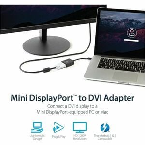 StarTech.com Mini DisplayPort to DVI Adapter, Mini DP to DVI-D Converter, 1080p Video, VESA Certified, mDP 1.2 to DVI Moni