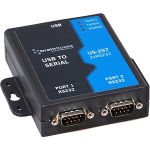 Brainboxes 2 Port RS232 USB to Serial Adapter - USB 2.0 - DIN Rail Mountable