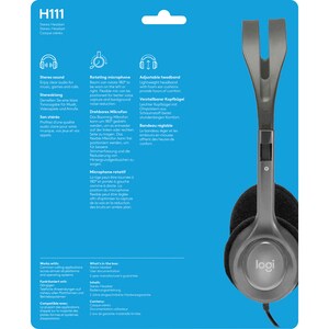 Logitech H110 Com fios Headset Estéreo Fone de ouvido - Preto, Prata - Binaural - Semi-aberto - 32 Ohm - 20 Hz para 20 kHz