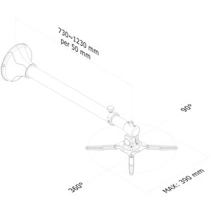 Neomounts BEAMER-W100SILVER Beamer wall mount - d 73-123 cm - full motion. Mounting type: Wall, Maximum weight capacity: 1