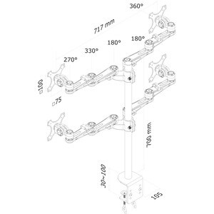 Neomounts Neomounts Pro FPMA-D935D4 Desk Mount for Flat Panel Display - Silver - Height Adjustable - 25.4 cm to 68.6 cm (2