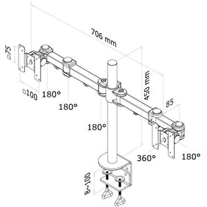 Neomounts Neomounts Pro FPMA-D960D Desk Mount for Flat Panel Display - Black - Height Adjustable - 25.4 cm to 68.6 cm (27"