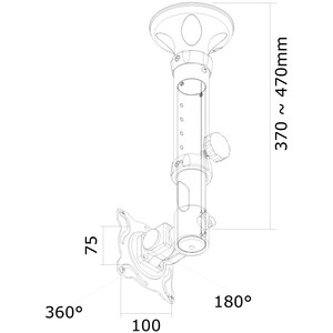 Neomounts Neomounts Pro FPMA-C025SILVER Ceiling Mount for Flat Panel Display - Silver - Height Adjustable - 25.4 cm to 66 
