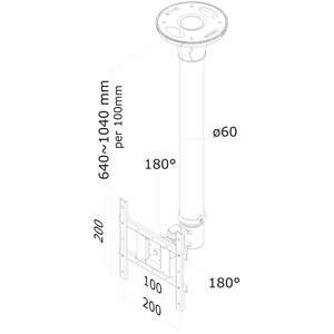 Neomounts Neomounts Pro FPMA-C200 Ceiling Mount for Flat Panel Display - Silver - Height Adjustable - 25.4 cm to 101.6 cm 