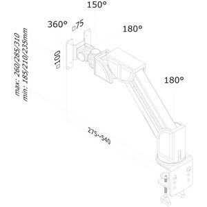 FPMA-D600BLACK è un supporto da scrivania per schermi LCD/LED/TFT fino a 24" (60 cm). - Regolabile in altezza - 25,4 cm a 