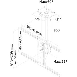 Neomounts Neomounts Pro PLASMA-C100 Ceiling Mount for Flat Panel Display - Silver - Height Adjustable - 81.3 cm to 177.8 c