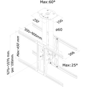 Neomounts Neomounts Pro PLASMA-C100 Ceiling Mount for Flat Panel Display - Black - Height Adjustable - 68.6 cm to 152.4 cm