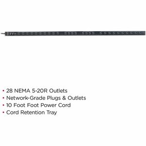 CyberPower PDU30BVT28F 100 - 125 VAC 30A Basic - 28 Outlets, 10 ft, NEMA L5-30P, Vertical, 0U, Lifetime Warranty