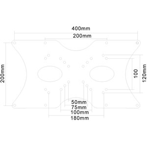 Newstar VESA Conversion Plate from VESA 75x75mm & 100x100mm to 200x100mm, 200x200mm & 400x200mm - Silver - 55.9 cm to 132.