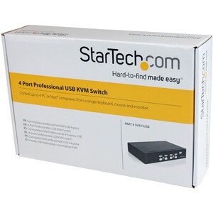 StarTech.com Commutateur KVM 4 Ports VGA USB, Montage en Rack - Switch KVM - 1920x1440 - 4 Ordinateur(s) - 1 Utilisateur(s