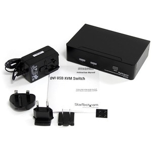 StarTech.com 2 Port DVI + USB KVM Switch with Audio - KVM switch - USB 2.0 Hub - 2 ports - 1 local user - 1U - Share keybo