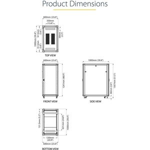 StarTech.com 4-Post 25U Server Rack Cabinet, 19" Data Rack Cabinet for Computer / IT Equipment, Home Network Rack, Half He