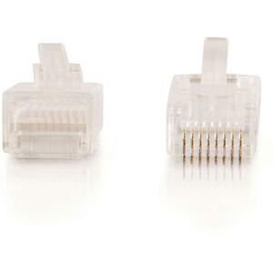 C2G RJ45 Cat5E Modular Plug for Round Stranded Cable Multipack (100-Pack) - 1 Pack - 1 x RJ-45 Network Male - Clear