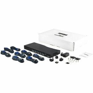 StarTech.com 8 Port 1U Rackmount USB KVM Switch Kit with OSD and Cables - 8 Port - 1U - Rack-mountable