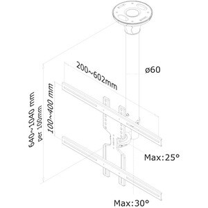 FPMA-C400SILVER è un supporto da soffitto per schermi LCD/LED/Plasma fino a 52" (130 cm). - Regolabile in altezza - 55,9 c