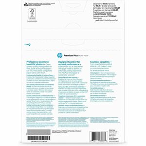 HP Papel de Fotografia Premium Plus Acetinado, 300 g/m2, A4 (210 x 297 mm), 20 folhas. Tipo de acabamento: Semibrilho , Pe
