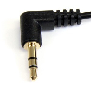 StarTech.com 1 ft Slim 3.5mm Right Angle Stereo Audio Cable - M/M - Easily connect an iPod® or other MP3 player to a car s