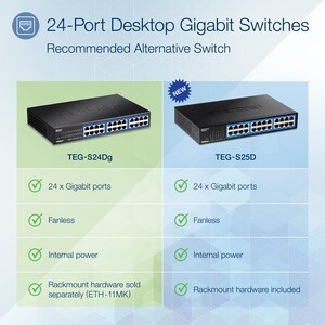 TRENDnet TEG-S24DG 24 Ports Ethernet Switch - Gigabit Ethernet - 10/100/1000Base-T - New - TAA Compliant - 2 Layer Supported