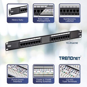 TRENDnet 16 Port(s) Network Patch Panel - 16 x RJ-45