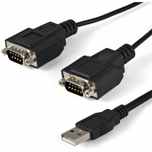 StarTech.com 2 Port FTDI USB to Serial RS232 Adapter Cable with COM Retention. Product colour: Black, Cable length: 2.1 m,