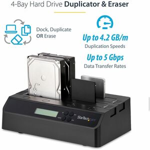 StarTech.com 4-Bay Hard Drive Duplicator and Eraser, External HDD/SSD Cloner / Copier / Wiper Tool, USB 3.0/eSATA to SATA 