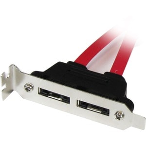 StarTech.com 2 Port Low Profile SATA to eSATA Plate Adapter - SATA for Hard Drive - 1 Pack - 1 x SATA - 1 x eSATA - Red