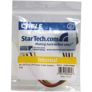 StarTech.com Adattatore di alimentazione SATA a LP4, 15 cm - F/M - Per Disco rigido - Serial ATA / LP4 - Nero - 1 Unità