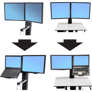 Ergotron WorkFit Multi Component Mount for Workstation - Black - Height Adjustable - 1 Display(s) Supported - 61 cm (24") 