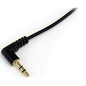 StarTech.com 3 ft Slim 3.5mm to Right Angle Stereo Audio Cable - M/M - Right angle slim 3.5mm cable for mobile audio devices