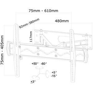 Neomounts Neomounts Pro LED-W560 Wall Mount for Flat Panel Display - Black - 81.3 cm to 152.4 cm (60") Screen Support - 50